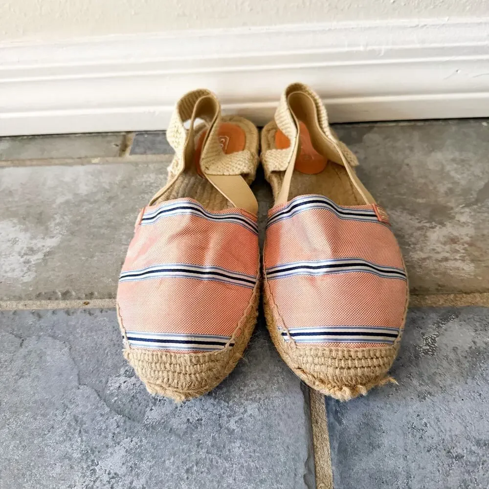 Coach Rayanne Espadrille Sandals Pink Stripe Slingback Size 8